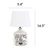Creekwood Home 14.9" Vintage Farmhouse "Welcome to Our Home" Accent Table Lamp White Wash - 3 of 4