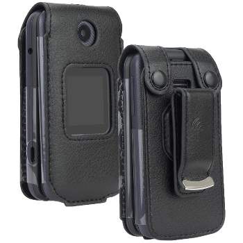 Nakedcellphone Vegan Leather Case with Belt Clip for Alcatel Go Flip 4, TCL FLIP Pro, TCL Classic, TCL Flip Go - Black