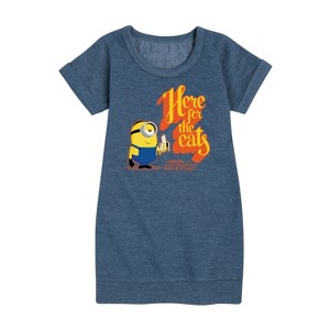 - Despicable Me Minions - Only Here For The Eats Graphic Short Sleeve Fleece Dress - 1 of 4