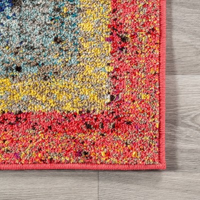 Reversible Multicolor Synthetic Indoor Runner Rug 31" x 8"