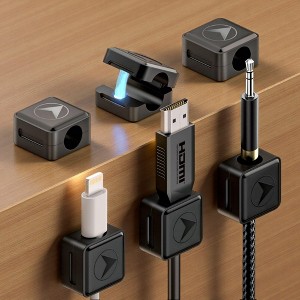 FONTOI 6/8/12 Pack Magnetic Cord Organizer, Cable Clips Holder for Nightstand, Cable Clips Wire Management, Universal Fit, White / Black - 1 of 4