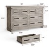 Farmhouse 8 Drawer Dresser for Bedroom, Rustic Wood Chest of Drawers, Large Storage Organizer for Closet, Living Room, Hallway - 3 of 4