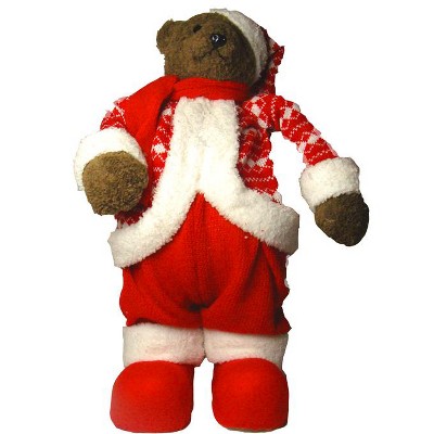 Allstate Floral 19" Red and White Knit Suit Bear Christmas Tabletop Figurine