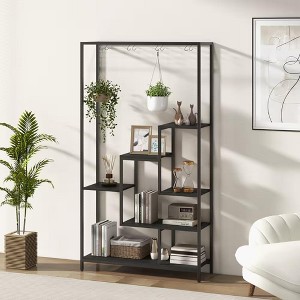 6-Tier Tall Plant Stand 71 Inch Metal Indoor Plant Shelf with 10 Hanging Hooks - 1 of 4