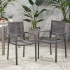 VYNXARIA Outdoor Modern Aluminum Dining Chair with Rope Seat (Set of 2), Gray and Dark Gray - 2 of 4