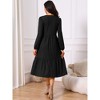 INSPIRE CHIC Women's Fall Long Sleeve Round Neck Tiered Casual Knit A-Line Midi Dress with Pockets - 4 of 4