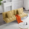 MAYEERTY 67.7" Futon Sofa Bed - 5-Position Adjustable Backrest, Velvet Upholstery, Tufted Design, 2 Pillows - 3 of 4