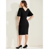 Allegra K Women's Elegant Round Neck Ruched Short Flared Sleeve Sheath Dress - 3 of 4