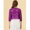 INSPIRE CHIC Women's Elegant 3/4 Sleeve Sheer Floral Lace Open Front Crop Shrug - 4 of 4