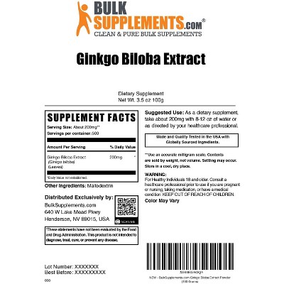 BulkSupplements Ginkgo Biloba Extract Powder
