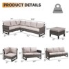 Buenhomino 5 Pieces Outdoor Patio Furniture Sets, Outdoor L Shaped Sectional Sofa Set, All Weather Patio Conversation Set with Cushion and Ottoman - 3 of 4