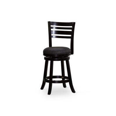 24" Counter Height X-Back Swivel Stool with Padded Seat and Weathered Finish, Solid Hardwood Frame for Kitchen or Bar