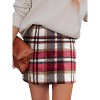 Women's Plaid Mini Skirt - High Waist Bodycon Pencil & A-Line Skirt for Fall/Winter 2025 Wine Red - 2 of 4