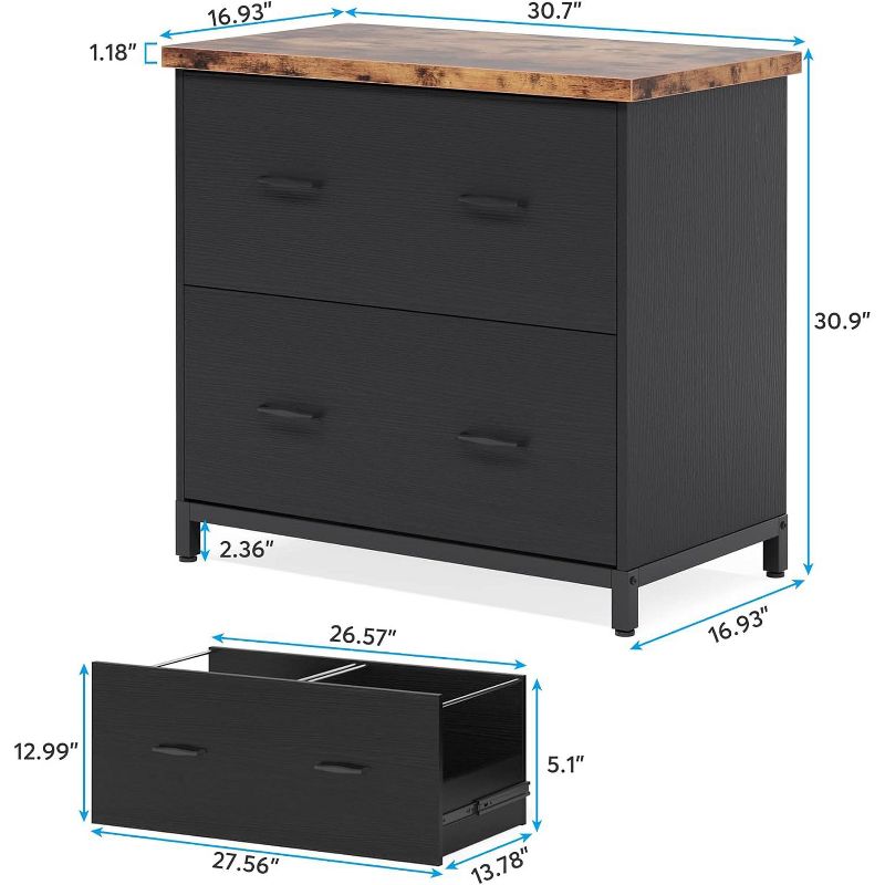 Tribesigns 2-drawer File Cabinet, Wooden Lateral Filing Cabinet, Home Office File Cabinet for A4, Letter Size, 3 of 9