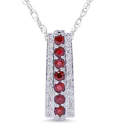 Pompeii3 1 1/2ct Ruby & Diamond Pendant 14 Karat White Gold 1" Tall