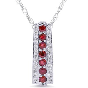 Pompeii3 1 1/2ct Ruby & Diamond Pendant 14 Karat White Gold 1" Tall - 1 of 4