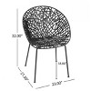Set of 2 Outdoor Dining Chairs, Plastic Frame Patio Chairs with Diamond Cutout Design for Garden or Balcony-Maison Boucle - 4 of 4