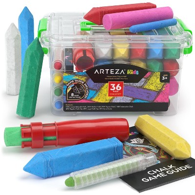 Arteza Kids Ultimate Chalk Set, Green Box Handle - 37 Pack (ARTZ-4394)