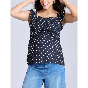 Women's Ruffle Sleeve Detail Maternity Top | Motherhood Maternity - 1 of 4