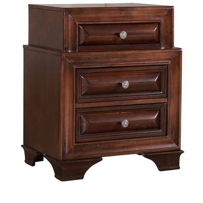 Cappuccino 3-Drawer Real Wood Veneer Nightstand 28"x28"