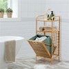 Angel Sar Bamboo Bathroom Shelf with Tilt-out Laundry Hamper, 2-in-1 Storage Organizer with 2 Shelves, Natural - 2 of 4