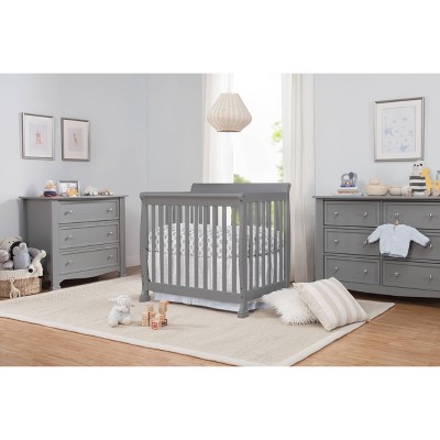 Gray Convertible Mini Crib with Twin Bed Option