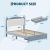 Princess Bed Frame with LED Lights & Storage Drawer - Blue Velvet Upholstered Cat Headboard Platform Bed for Kid- Sturdy Wood - 2 of 4
