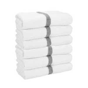 Arkwright Power Gym Bath Towels (6 Pack), Ringspun Cotton, 22x44 in., Striped Color Options - 1 of 4