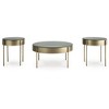Signature Design by Ashley Jettaya 3-Piece Glass Coffee Table Set with End Tables - Brushed Brass Finish - 2 of 4