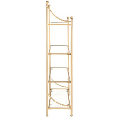 Elegant Diana 4-Tier Gold Metal & Tempered Glass Etagere