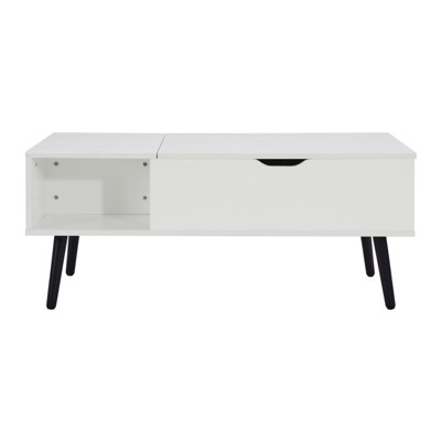 FONTOI 39" Lift Top Rectangle Coffee Table with Hidden Compartment, Side Table for Living Room Bedroom Office, White, 19.7"*17"*39.6"