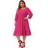 Agnes Orinda Women's Plus Size Square Neck Swiss Dots Wedding Empire Waist Ruffle Hem Chiffon Midi Dresses - 3 of 4