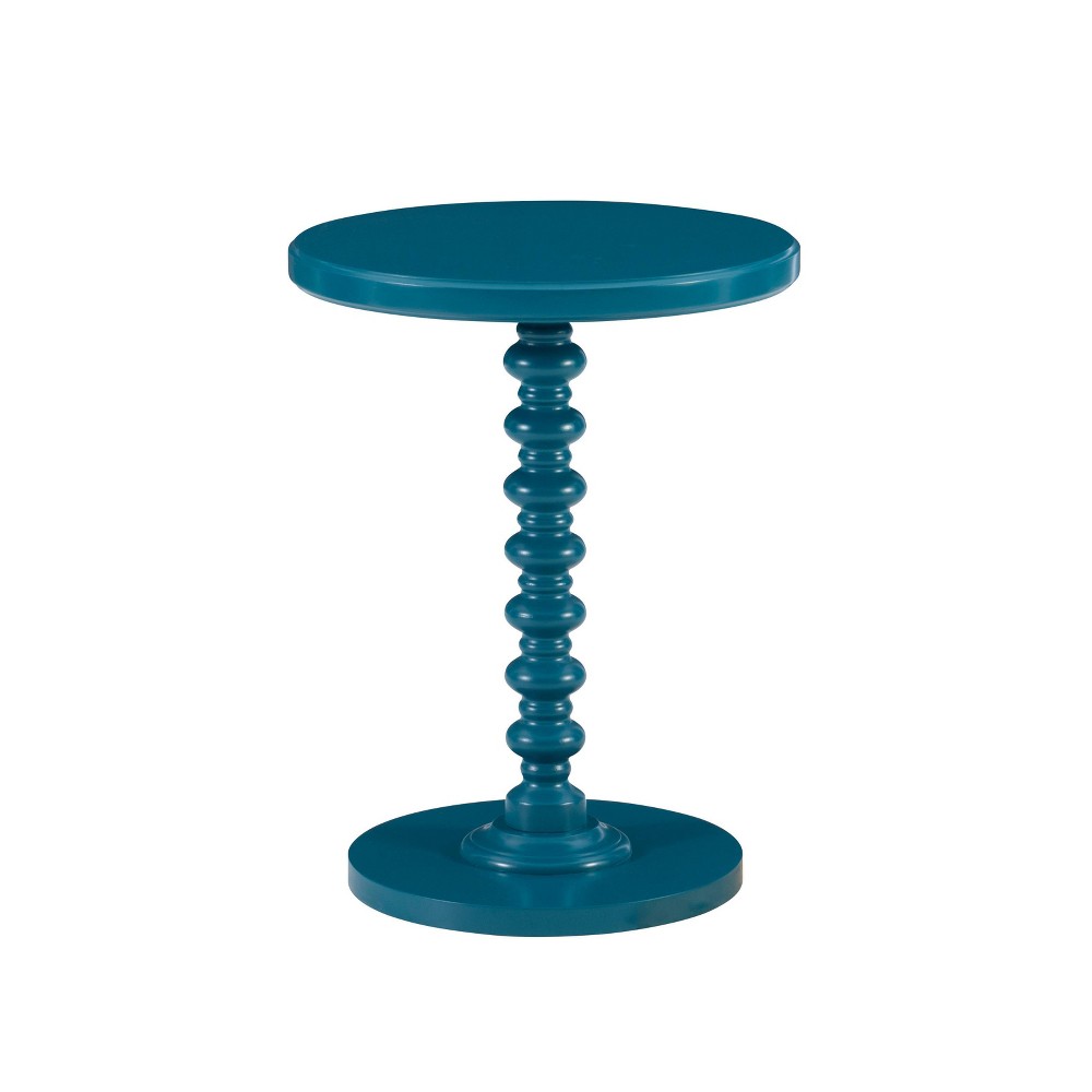 17" Teyla Traditional Round Wood Accent Spindle Table Teal - Powell