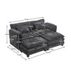 NicBex Chenille Sectional Sofa with 2 Ottomans and Removable Armrests for Living Room,Bedroom,Apartment,Black - 3 of 4