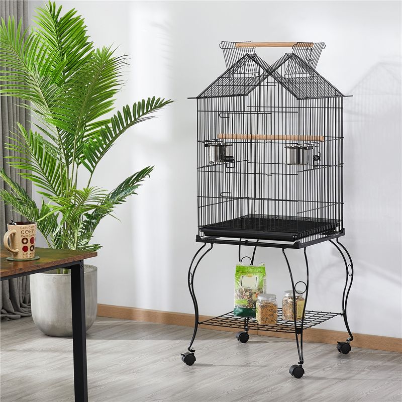 Yaheetech Open Top Metal Parrot Cage Rolling Bird Cage, 2 of 9