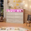 6-Drawer Dresser w/ LED Lights & Charging Station, Wide Storage Cabinet for Bedroom, Living Room, Hallway - 2 of 4