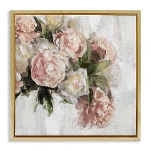 Stupell Industries Elegant Pink Roses Arrangement Floating Frame Canvas Art - 1 of 4
