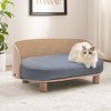 Corgi 26" Wide Small Dog Bed with Removable Cover,Velvet Cushion With Solid Wood legs and Bent Wood Back-The Pop Home - 4 of 4