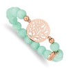 Chisel Stainless Steel Rose IP-plated Tree of Life 8mm Green Dyed Jade Beaded Stretch Bracelet - 2 of 4