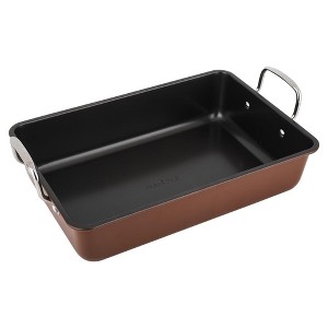 NutriChef Non-Stick Poultry Roasting Pan with Wire Handle, Carbon Steel Material - 1 of 4
