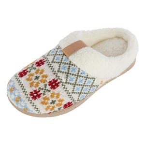 Isotoner Women's Heritage Fairisle Knit Hoodback Slipper - 1 of 4