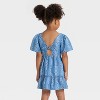 Toddler Girls' Short Sleeve Chambray Dress - Cat & Jack™ Blue - 2 of 3