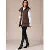 INSPIRE CHIC Women's Winter Hooded Zip Up Mid Long Sleeveless Quilted Padded Vest Coat - 3 of 4