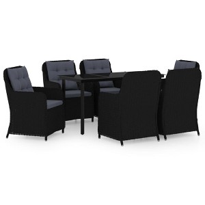 vidaXL Patio Dining Set Outdoor Dining Set Table and Chair Set for Garden - 55.1" Table Length Black 6-Piece - 1 of 4