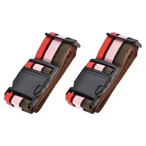 Unique Bargains Adjustable PP Luggage Straps with Buckle Label Red Pink Dark Green 2Pcs - 1 of 4