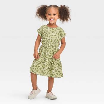 Toddler Girls' Leopard Challis Dress - Cat & Jack™ Olive