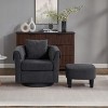 SEVOBAL Accent Chairs Chenille Barrel Armchair Modern Side Chair Swivel Accent Chair with Ottoman Set for Room, Black, 27"*24.6"*24.8" - 2 of 4