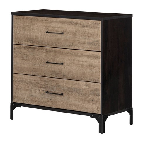 Valet 3 Drawer Chest Dresser Weathered Oak Black South Shore