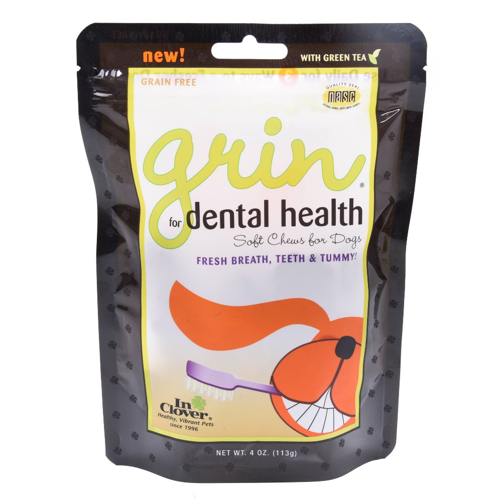 Photos - Dog Medicines & Vitamins InClover Grin Dental Health Soft Chews for Dogs - Licorice - 4oz