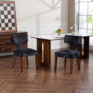 QingMoon Mid Century Modern Dining Chairs Set of 2, Chenille Upholstered Kitchen Chairs with Hardwood Frame, Accent Chairs for Living Room - 1 of 4